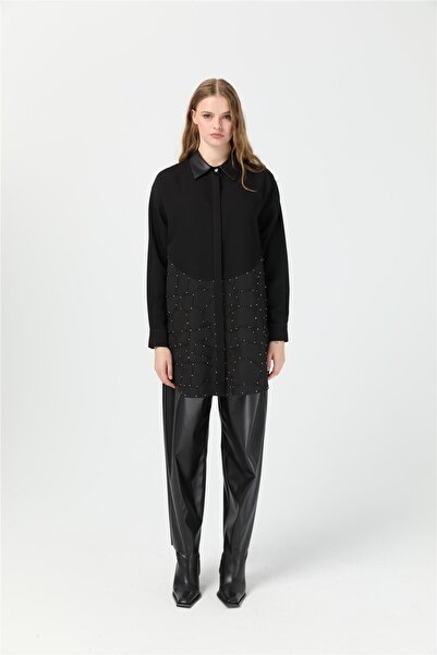 Esswaap Jakar Garnili Taş İşli Tunik Siyah