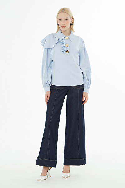 kı.we Omuzdan Fırfırlı Büyük Düğmeli Gömlek