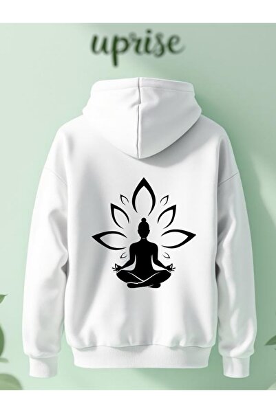 Vordevia Yoga Front and Back Printed Cotton 3 Thread Oversize Sweatshirt