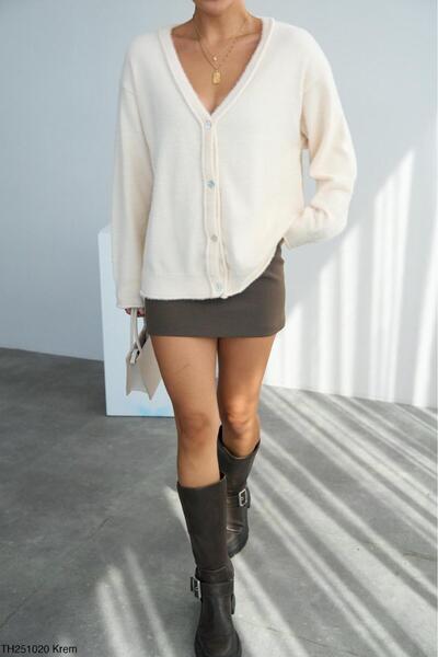 CADDELAMODA Women's V-Neck Soft Cardigan