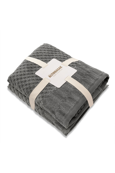 Altınbaşak Vera 100% cotton 2-piece hand towel set 50 x 90 anthracite