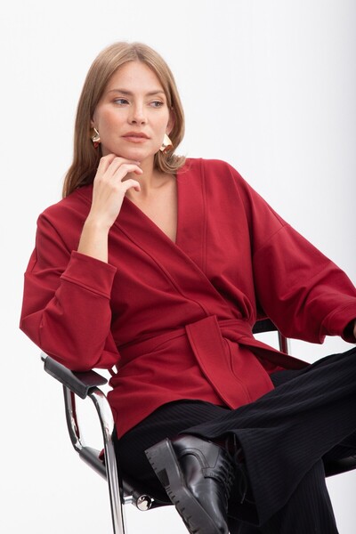 BEWEAR Loose blazer-style cardigan with belt at the waist