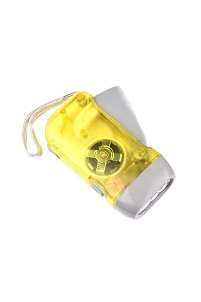dalimag Dynamo Flashlight with Manual Charging, 3 LEDs, With Hooks, Compact 10x5 cm, Yellow,