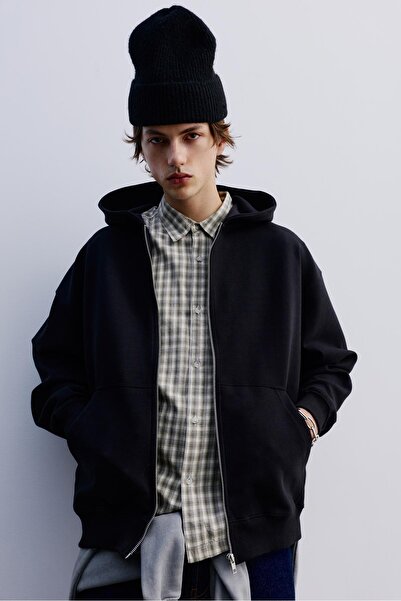 Pull & Bear Premium kapüşonlu fermuarlı sweatshirt