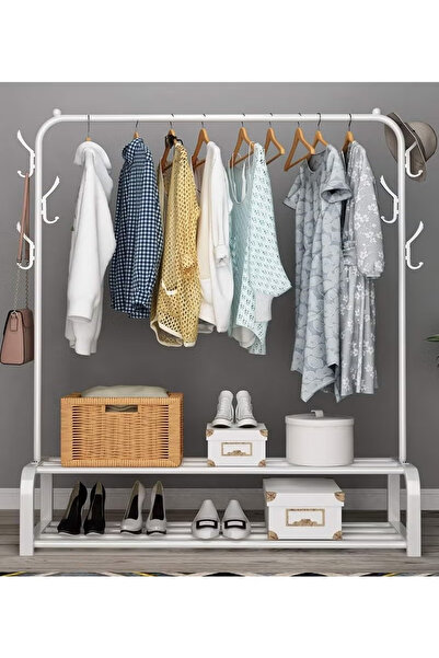 Primo Plus Clothes Organizer And Holder Coated Metal Rack White