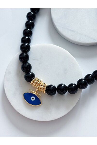 CHARMLUCKY Eye Black Bead Necklace