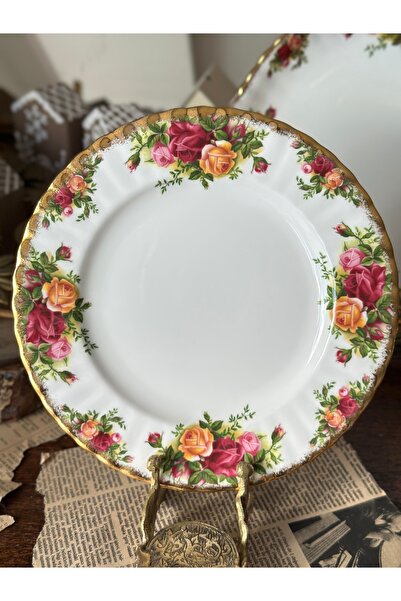 Royal Albert Antima Old Country Roses Rose Porcelain Gold Gilded Cake Dessert Plate 21 cm Piece