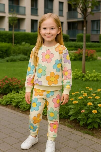 Fox Moda Girl's Seasonal Top and Bottom Set with Floral Print