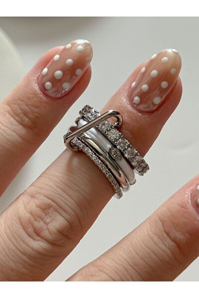 CHARMLUCKY BEYAZ GÖZ 4LÜ KANCA YÜZÜK