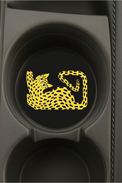 Cekuonline حامل أكواب دائري بيضاوي الشكل للسيارة مع رسومات قطط مطبوعة