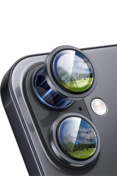 Evax (Metal) iPhone 17 Uyumlu Metal Siyah Çerçeveli Kamera Lens Koruyucu