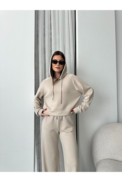 FERZOLAİO Hooded Stone Crop Tracksuit Set