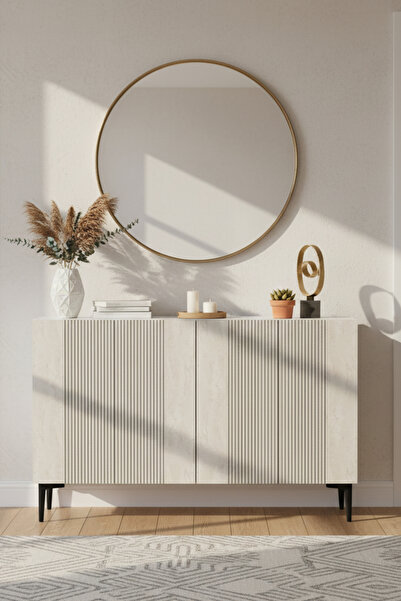 CENEYRA KA1203BT CORSA120 KONSOL, TV SEHPASI BEYAZ-TRAVERTEN KAPAK 120cm