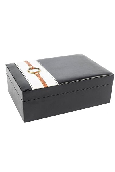 Mikasa Moor Black and white leather jewelry box 22x30x11cm