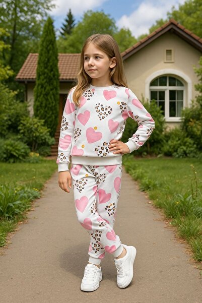 Fox Moda Girl's Seasonal Top and Bottom Set with Heart Pattern