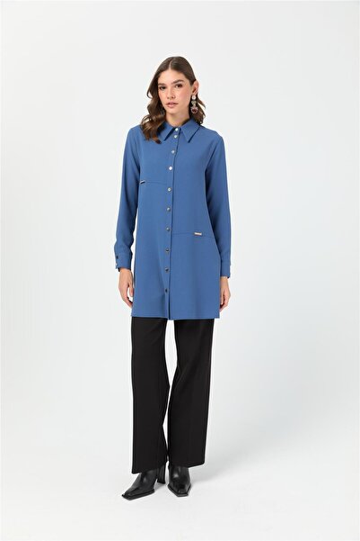 Esswaap Aksesuar Detaylı Tunik İndigo