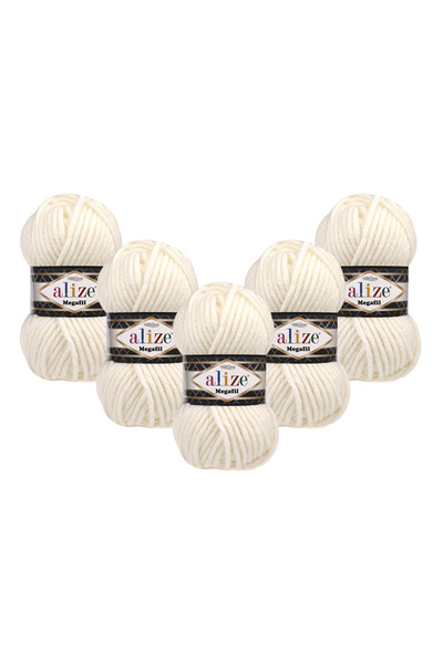 Alize Superlana Megafil 5-pack – Φθινοπωρινή/Χειμερινή Συλλογή Χοντρό Πλεκτό Νήμα 100γρ 55μ - 62 Κρέμα