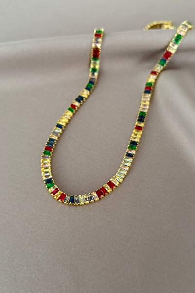 laria jewelry Renkli Baget Taşlı Su Yolu Kolye