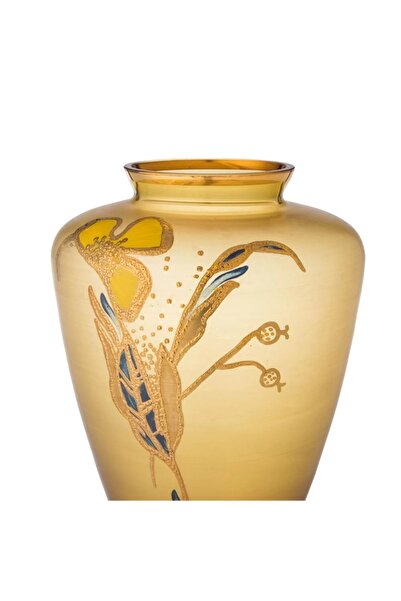 ORIAN Hand-painted honey-colored glass vase