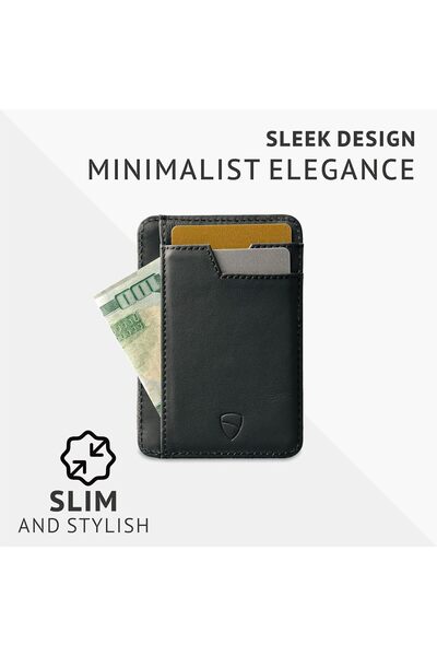 Vaultskin BRIXTON Slim Card Holder with ID Window - Minimalist Front Pocket Leather Wallet with RFID