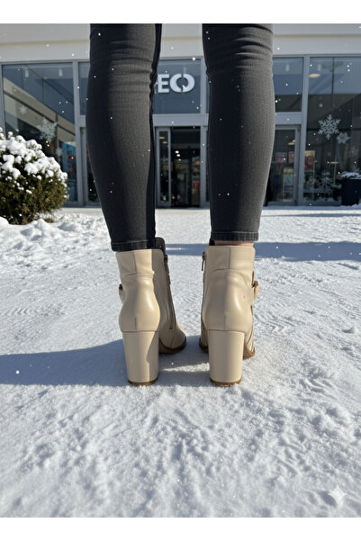 ALBİNİ Hakiki Deri,Kadın Bot; Tokalı, 7,5 cm topuk