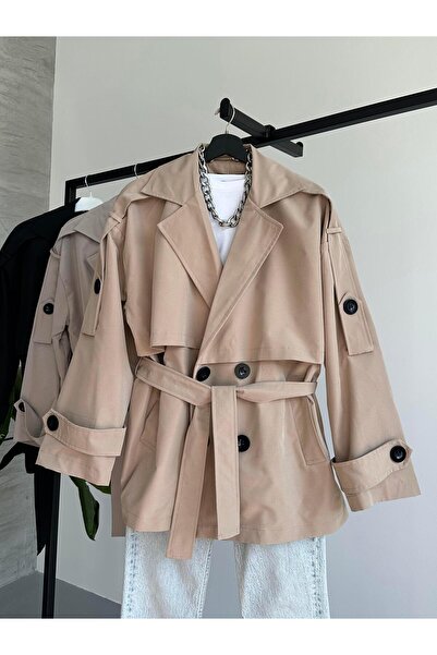 FERZOLAİO Perry Buttoned Short Mink Trench Coat