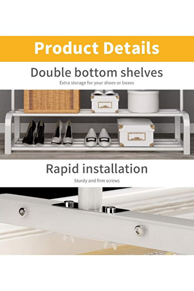 Primo Plus Clothes Organizer And Holder Coated Metal Rack White