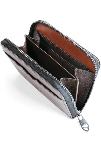 Vaultskin Minimalist Leather Zipper Wallet. Small RFID-Blocking Multi-Card Holder with Coin Compartm