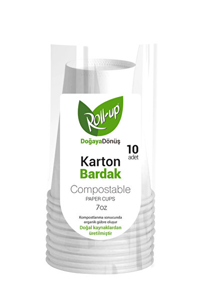 Roll-Up Doğa Dostu Karton Bardak 7oz 10lu