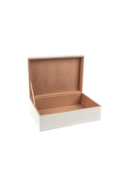 Mikasa Moor White Plaid Leather Jewelry Box 22x30x11cm