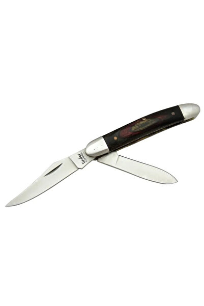 magicool K-21 Linder Çiftli / Çift Ağızlı Çakı 14,5 Cm - Ahşap Saplı, Manuel