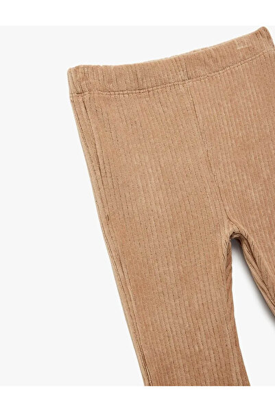 Koton Basic Spanish Leggings with Elastic Waistband, Velvet Brown Baby Girl Leggings 6Wmg40075Ak