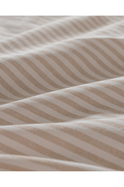 Madame Coco Verona Çift Kişilik Fırfırlı İpliği Boyalı Yıkamalı Nevresim Takımı - Beyaz/Bej