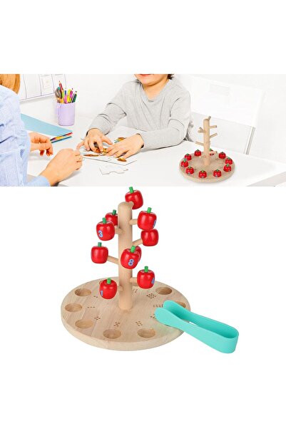 sallma Educational wooden counting toy, set with red apples, cute design, 30x20cm, 3 years+