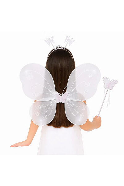 magicool White Butterfly Girl Set – 50 cm Butterfly Wing, Crown and Wand