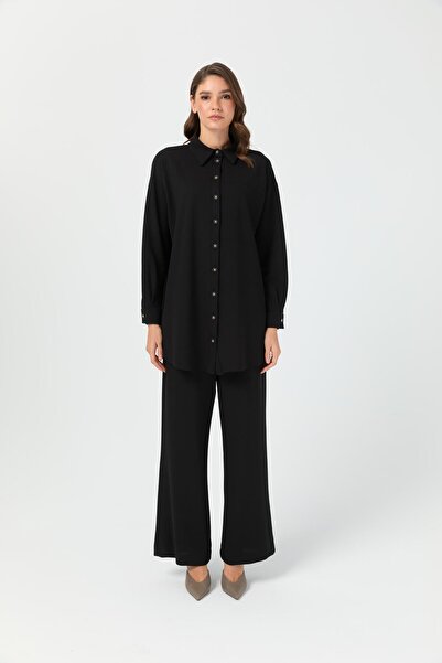 Esswaap Relaxed Fit Pantolonlu Takım Siyah