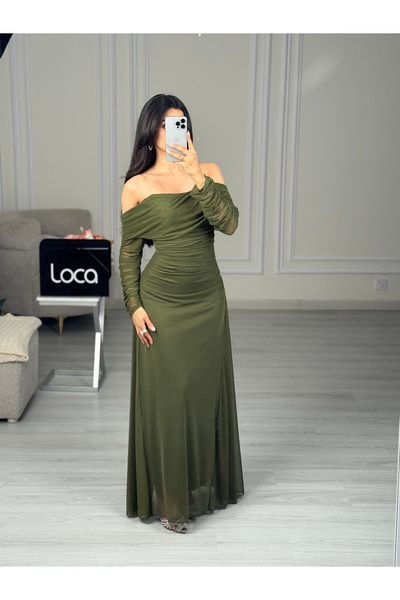Roz Olive tulle dress