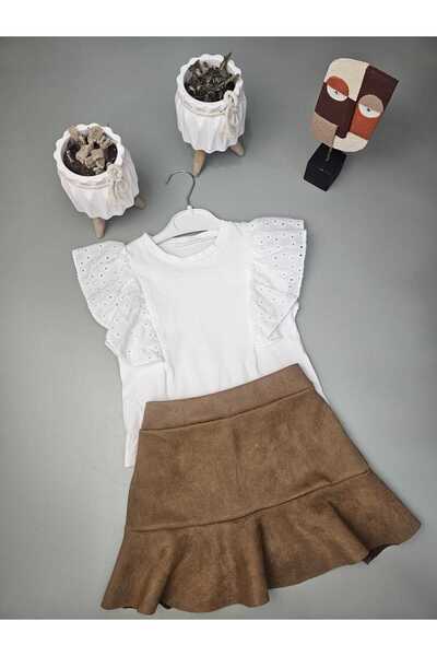 VİYOLİNA Suede Skirt and Jacket Set
