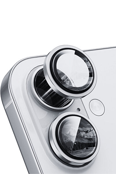 Evax (Metal) iPhone 17 Uyumlu Metal Beyaz Çerçeveli Kamera Lens Koruyucu