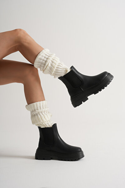 Tonny Black Kadın Siyah Kalın EVA Taban Lastikli Bot