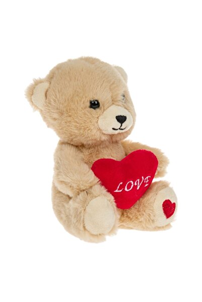 OEM Plush Teddy Bear 'Love' - Brown with Red Heart, 15 cm