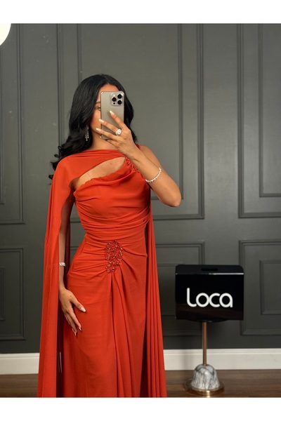 Roz Orange chiffon dress