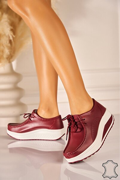 Joana Women's Loafers Natural Leather Bordeaux Hira