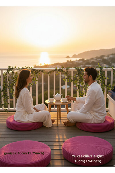 HomeTurko SOFA Minder Jüt Meditasyon Yastığı Çift Taraflı Salon Veranda Balko...