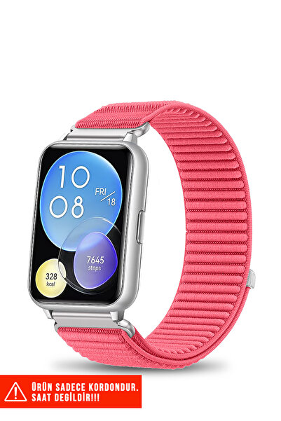 Nezih Case Huawei Watch Fit 2 Uyumlu Hasır Örgü Spor Cırtlı Pratik Naylon Kor...