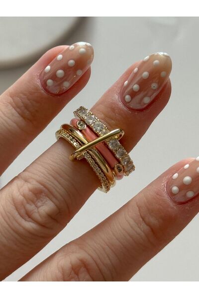 CHARMLUCKY Pink Eye 4-Piece Hook Ring