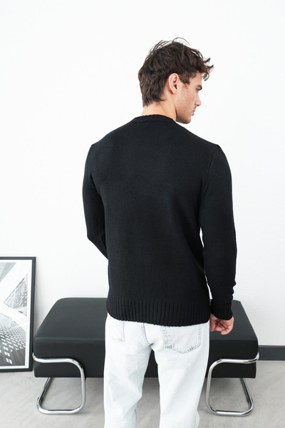 İLKCET MODA Silence Embroidered Black Men's Regular Sweatshirt