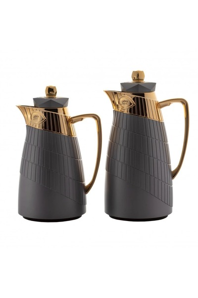 ORIAN طقم ترمس جاكلين مكون من قطعتين، رمادي وذهبي