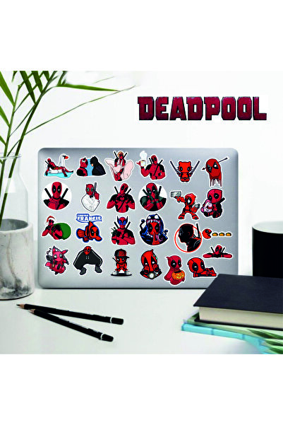 Hediyeni Al مجموعة ملصقات ديدبول |   ملصق للكمبيوتر المحمول والدفتر والتابلت والهاتف ودفتر الملاحظات ومجلة البوليت