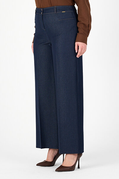 Guzella Premium Denim Wide-Leg Pants with Stitching Details